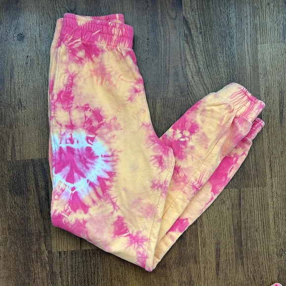 Frankie's Bikinis Aiden Sweatpant Pink and Orange Tie Dye Size Small - Picture 2 of 6